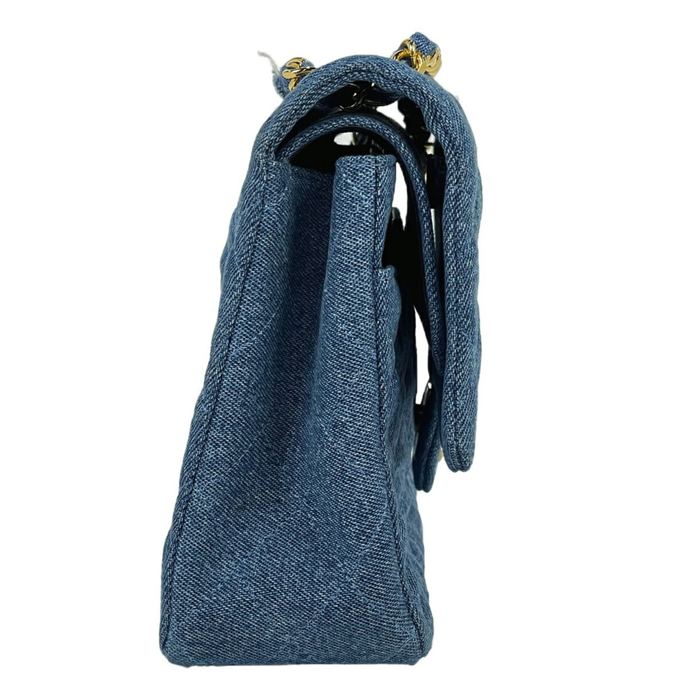 Chanel Matelasse Shoulder W Chain Blue Denim Bag Flap